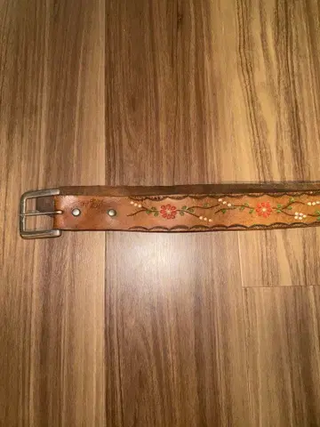 vintage 가죽 벨트 꽃무늬 자수 브라운 가죽 벨트