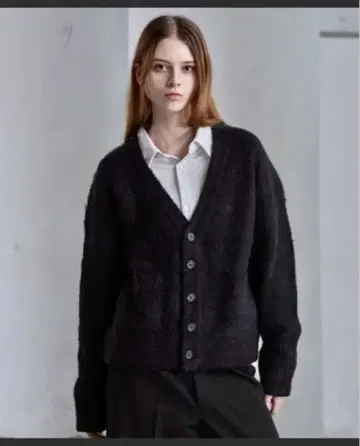 [ CLEL ] 알파카 블렌드 샤기 V넥 가디건