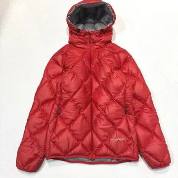 여성용 S 몽벨 라이트 알파인 다운 후드티 자켓 레드