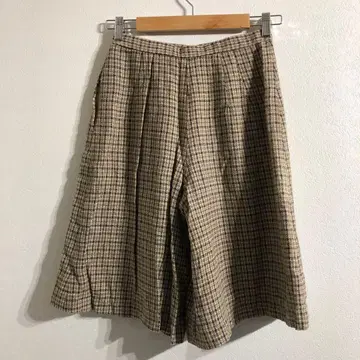 체크 무늬 턱 디테일 숏팬츠/vintage/새상품급