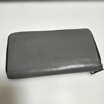 그레이 가죽 장지갑 전면 지퍼