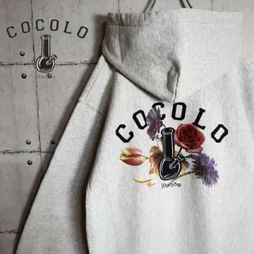 코코로 브랜드 백 프린트 꽃무늬 보타니컬 빅 로고 맨투맨 후드티