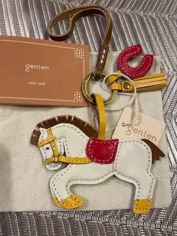 genten 십이지신 참 말 가죽 키링 선물