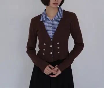 우뉴이 더블 버튼 레이어드 스타일 숏 자켓 완판템