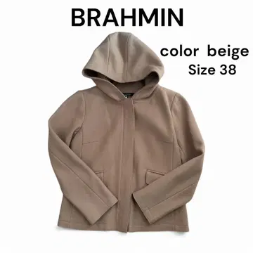 BRAHMIN 후드 부착 숏코트 베이지 38 울 혼방 출퇴근 고급