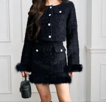 페더 트위드 자켓 x 인팬 안감 부착 스커트 셋업[pm634]