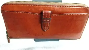 다코타 장지갑 가죽 천연 가죽 라운드 지퍼 대용량 브라운