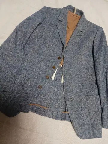 파란 헤링본 테일러드 자켓
