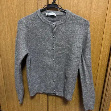 ZARA 브라운 니트 가디건 긴팔 버튼 포함