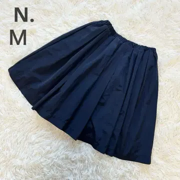 [ 엔도트 ] 플레어 스커트 무릎 기장 발수 허리밴딩 네이비 M