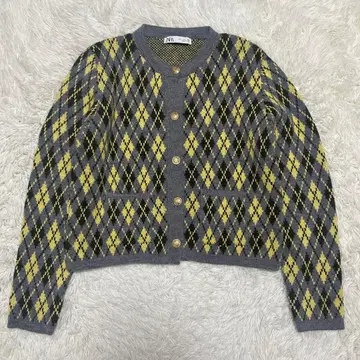 ZARA 자라 아가일 무늬 니트 가디건 L 사이즈