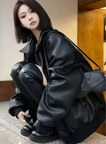 미사용 새상품 여성용 가죽 자켓 블랙 XL 사이즈