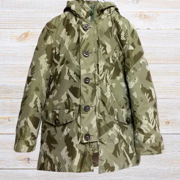 레어 리프 카모 유나이티드 애로우즈 두꺼운 다운 자켓 S 카키 90%