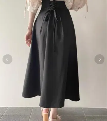 백 레이스업 플레어 스커트