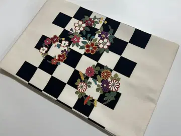 귀여운 이치마츠에 꽃무늬 시오제 나고야 오비 229 기모노 스키 구락부