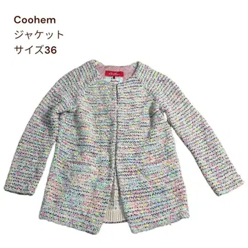 COOHEM 코헨 믹스 트위드 노카라 자켓 36