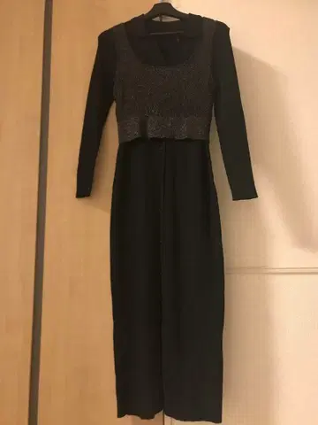 NATURAL BEAUTY BASIC 뷔스티에 니트 롱 원피스 블랙