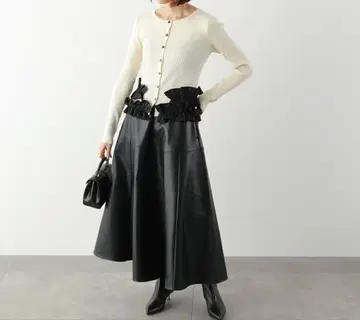 에이미 로우 개더 프릴 헴 리브 니트 가디건 Eimee Law