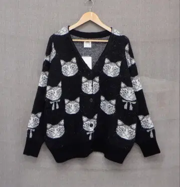 스칼라 133684: 리본으로 치장한 꽃무늬 고양이 니트 가디건