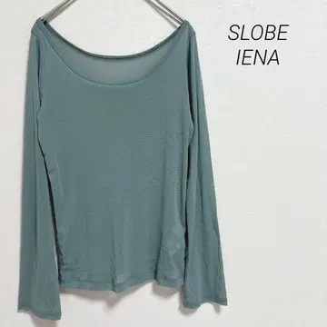 슬로브 이에나 시어 탑 긴팔 비침 일본제 신축성 그린 계열 무지