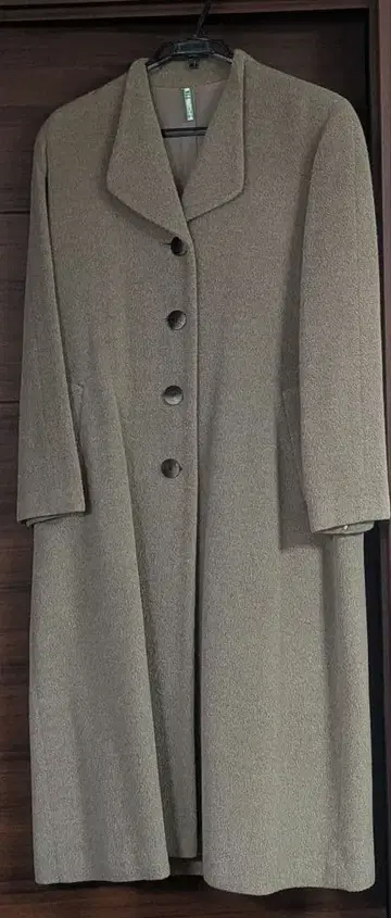 베이지 롱 코트 100% 울