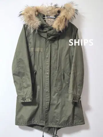 SHIPS 올리브 그린 퍼 후드 모즈 코트 쉽스 퍼 아우터