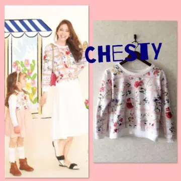 Chesty 플라워 꽃무늬 체크 트레이닝복