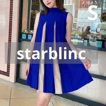 [ S 사이즈 ] starblinc 빅 플리츠 바이컬러 원피스