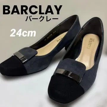 새상품급 일본제 버클레이 네이비 그레이 계열 스웨이드 펌프스 힐 24cm