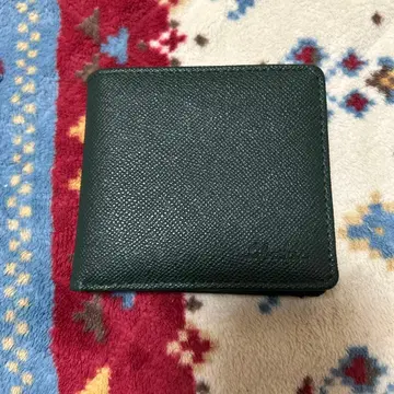 다크 그린 가죽 접이식 지갑