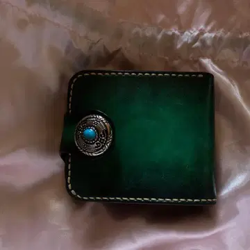 그린 가죽 접이식 지갑