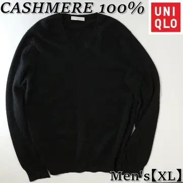 유니클로 캐시미어 100% V넥 니트 스웨터 XL / 블랙