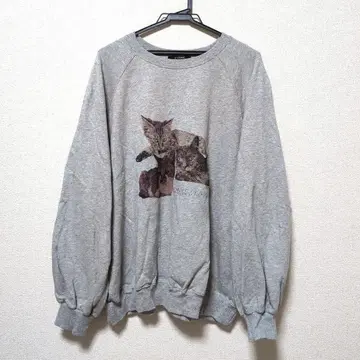 더블 클로젯 고양이 프린트 오버 사이즈 트레이닝복