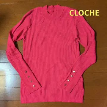CLOCHE 소매 버튼 리브 니트