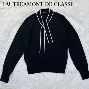 새상품급 로트레아몽 듀클래스 배색 보타이 니트 블랙 M