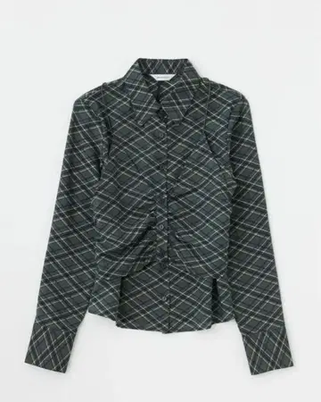 MOUSSY 다크 그린 체크 무늬 긴팔 셔츠