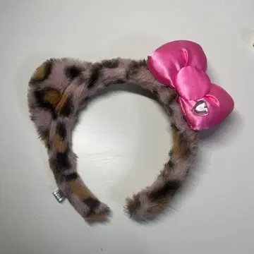 키티 레오파드 무늬 머리띠 핑크 리본 유니버셜 USJ