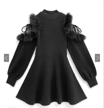 튤 숄더 퍼 플레어 니트 미니 원피스 [tu1477] 미사용 새상품