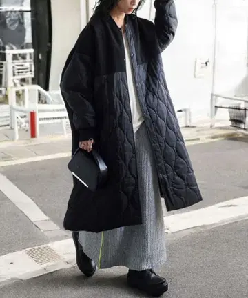 안티카 퀼팅 도킹 코트 블랙