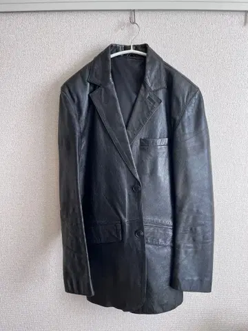 블랙 양가죽 가죽 자켓 구제 의류 dual
