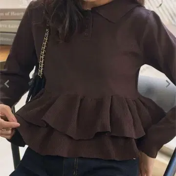 밑단 프릴 니트 폴로 롱 슬리브 [C7688]