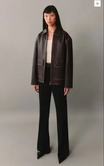 MANGO 브라운 가죽 자켓