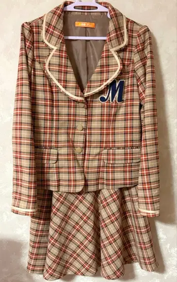 프레피풍 체크 무늬 점프수트 셋업