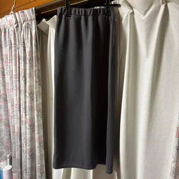 그레이 폴리에스테르 롱 스커트