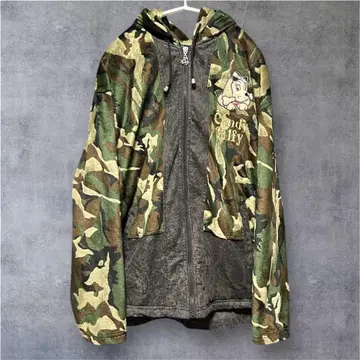 레어 Candy Galfy 캔디 갈피 벨로아 후드티 카모플라쥬 90s