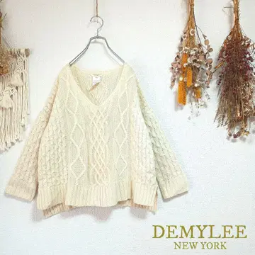 데밀리 DEMYLEE 캐시미어 100% 아란 니트 S 긴팔 론 헤르만