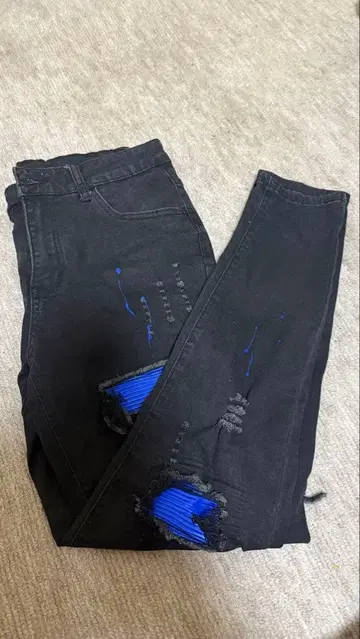 슬림핏 데미지 진 파랑 블랙 사이즈 30