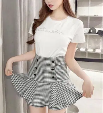 셰리미 cherimi 더블 버튼 슬림 레그 치마바지