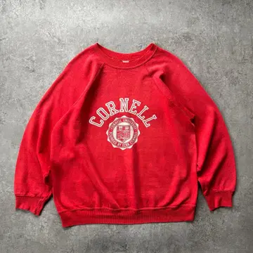 70s 칼리지 로고 맨투맨 USA제 페이드레드 플로키 프린트