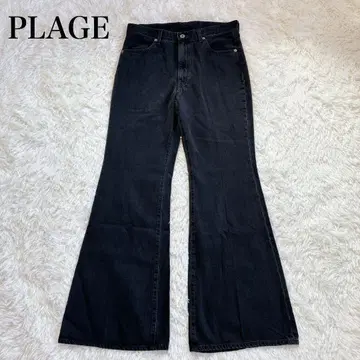 [새상품급] 플라주 세이힌카코 센터 프레스 데님 팬츠 블랙 XL